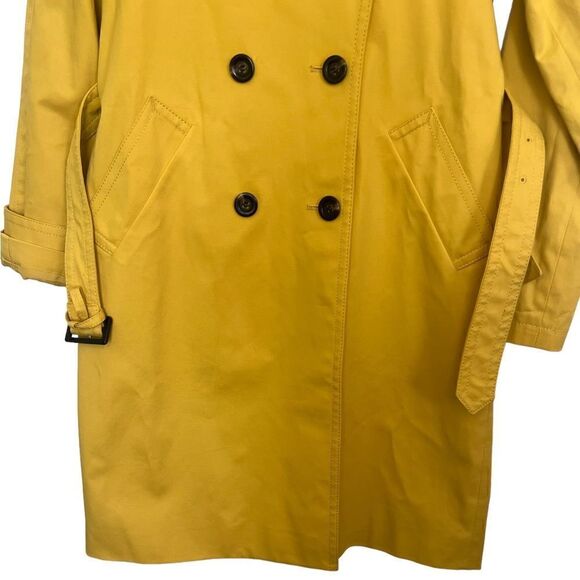Ann Taylor Petite Mustard Yellow Dopamine Dressing Twill Trench Coat Size XXS - Picture 5 of 16